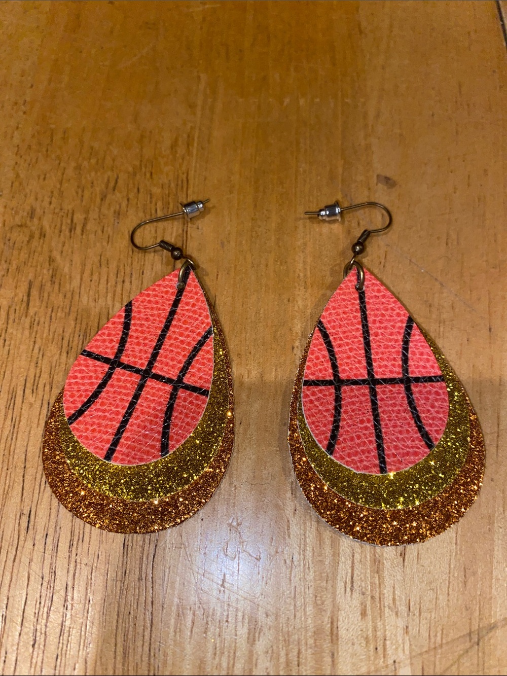Women’s Basketball Teardrop Glitter Earrings